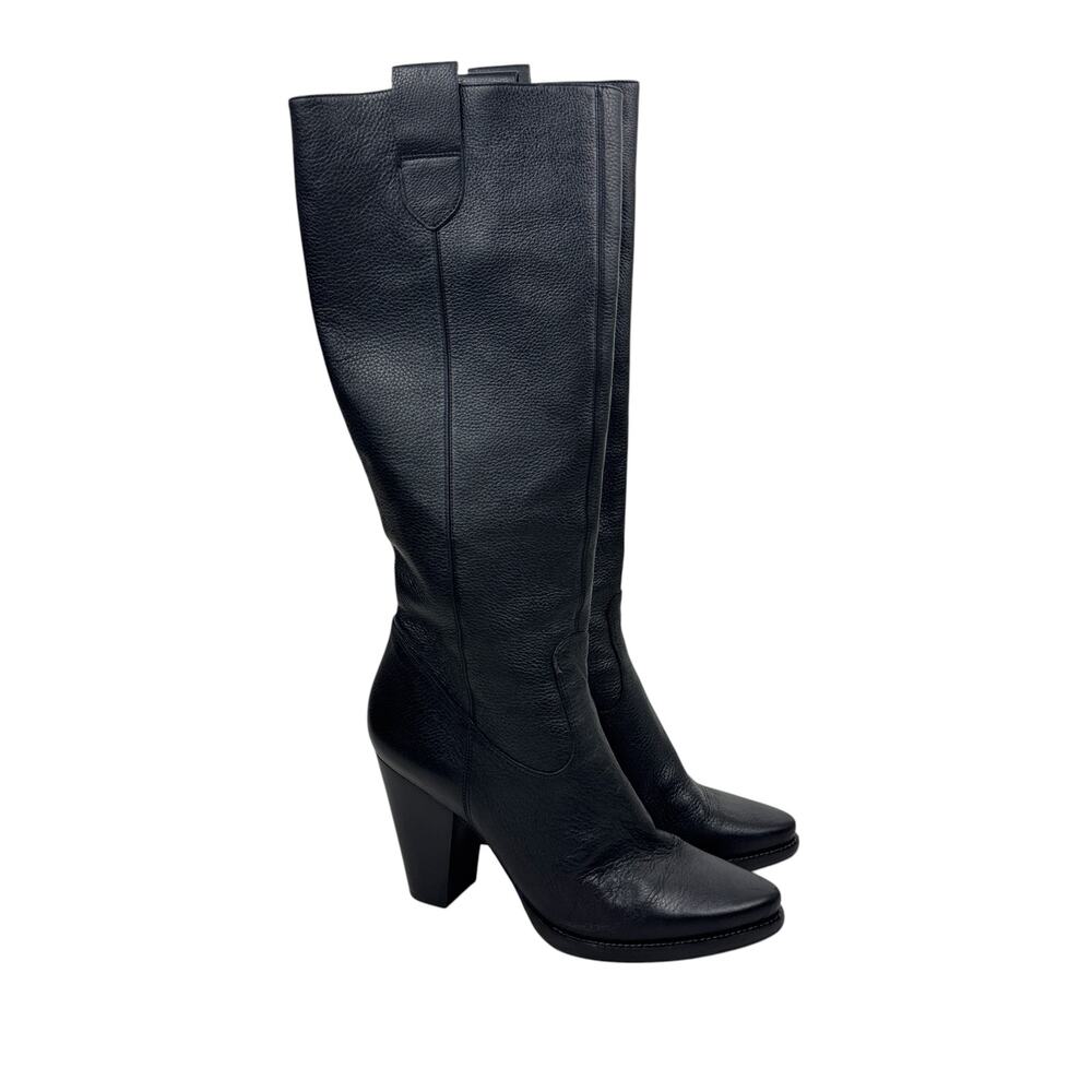 Via Spiga Black Leather Heeled Knee-High Boot